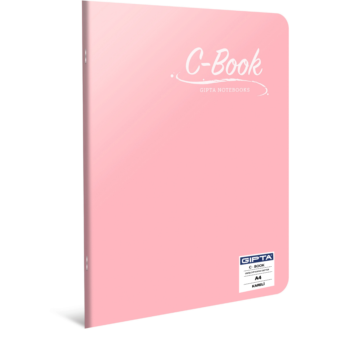 Gıpta C-Book PP Kapak A4 Kareli Defter Pembe - 80 Yaprak