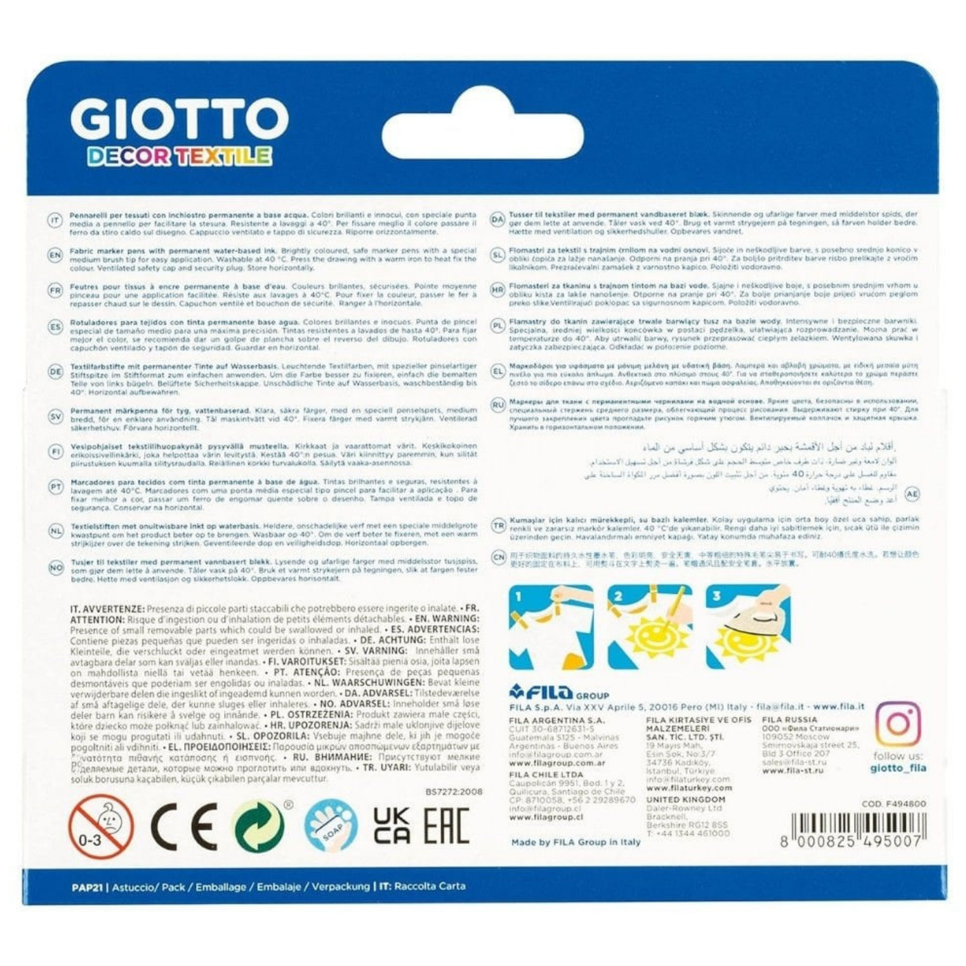 Giotto 500000 Decor Tekstil Boya Kalemi 6 Renk