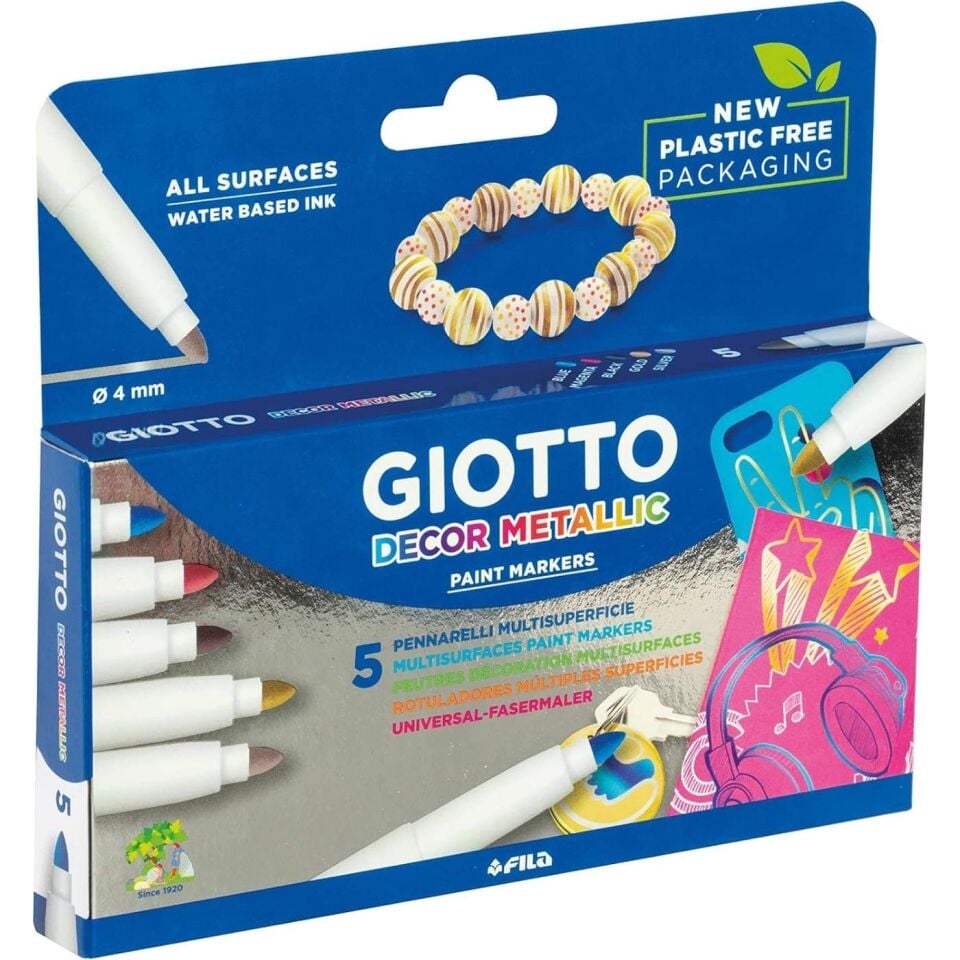 Giotto 453100 Decor Metalik Boya Kalemi 5 Renk