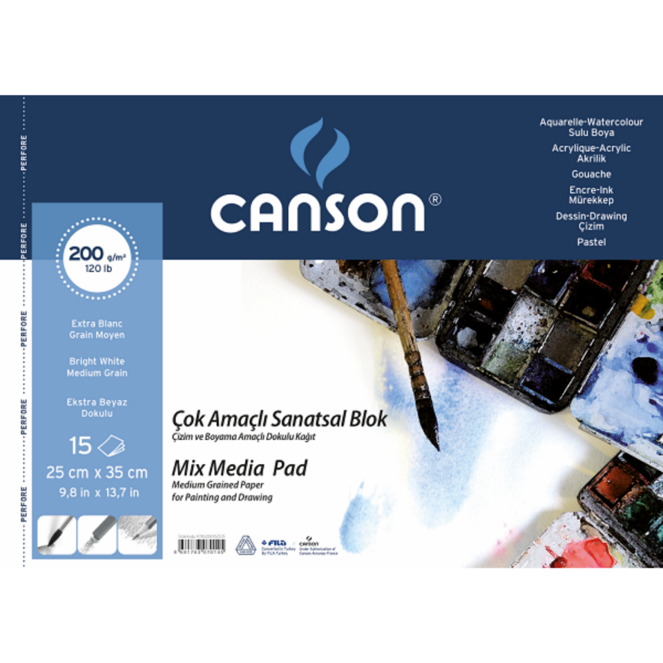 Canson Fineface Çok Amaçlı Resim Bloğu 200 gr 25x35 15 Yaprak