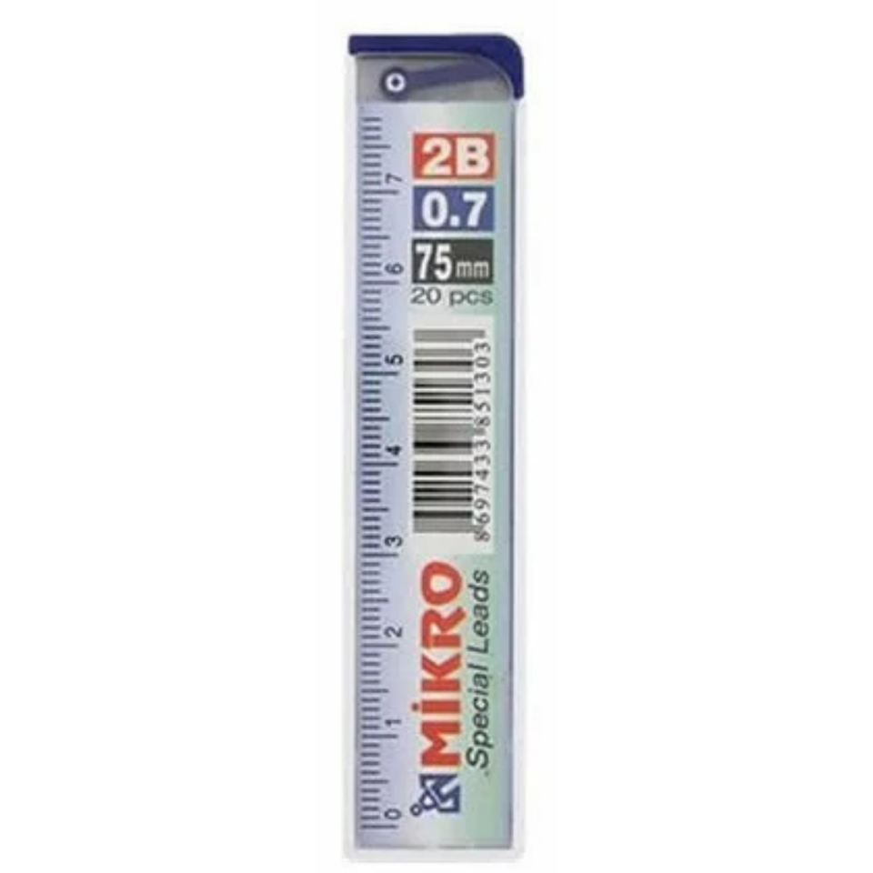 Mikro Cetvelli Mekanik Kurşun Kalem Ucu 2B 0,7mm (75mm-20 Adet)