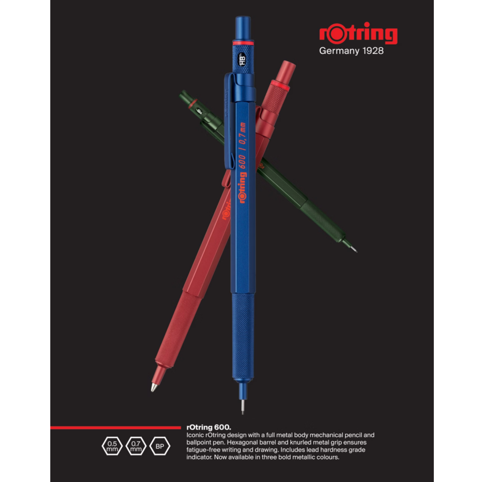 rOtring 600 Versatil Kurşun Kalem 0,5 Mm Canlı Kırmızı 2114264