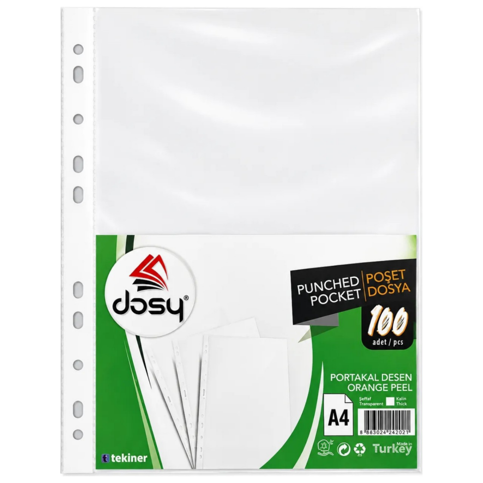Dosy PP Poşet Dosya A4 Portakal Desenli 100'lü