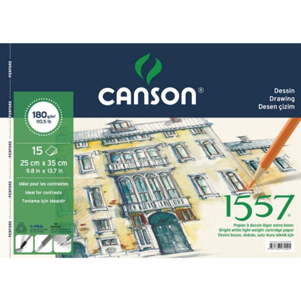 Canson 1557 Resim ve Çizim Bloğu 180 gr 25x35 15 Yaprak