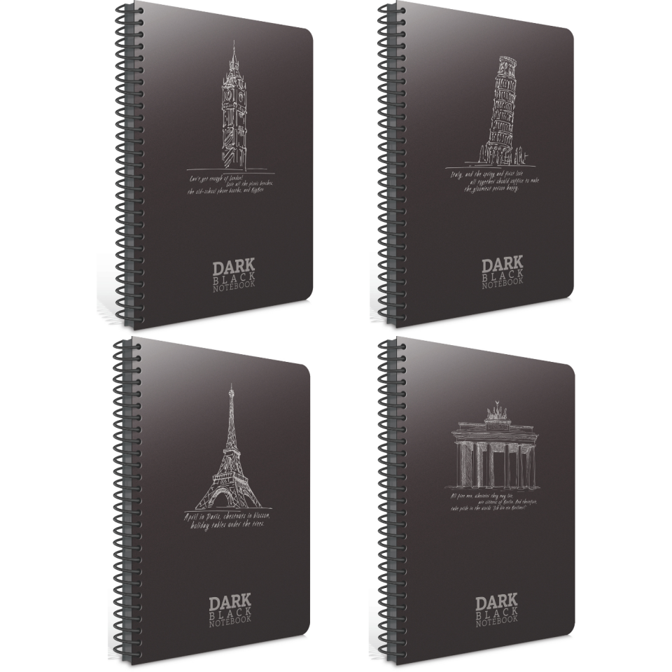Gıpta 2673 Dark Siyah Çizgisiz Defter 17x24 50 Yaprak