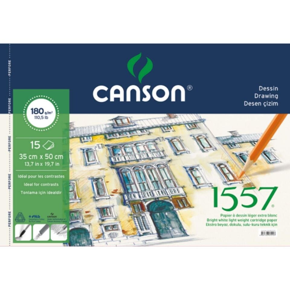 Canson 1557 Resim ve Çizim Bloğu 180 gr 35x50 15 Yaprak