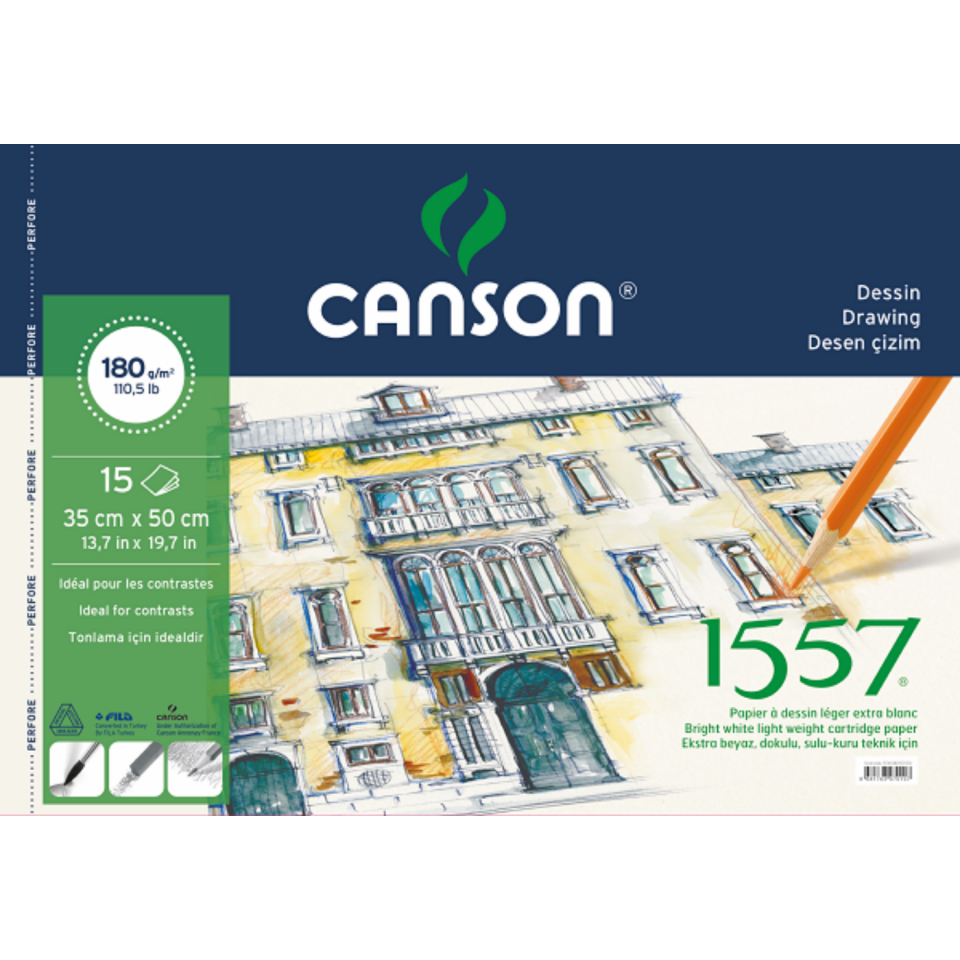 Canson 1557 Resim ve Çizim Bloğu 180 gr 35x50 15 Yaprak