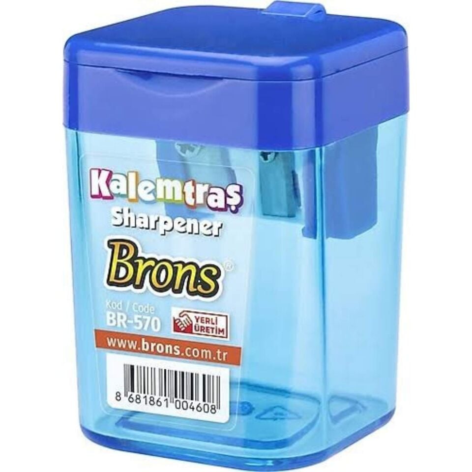 Brons BR-­570 Çift Bıçaklı Kalemtıraş Kare Mavi