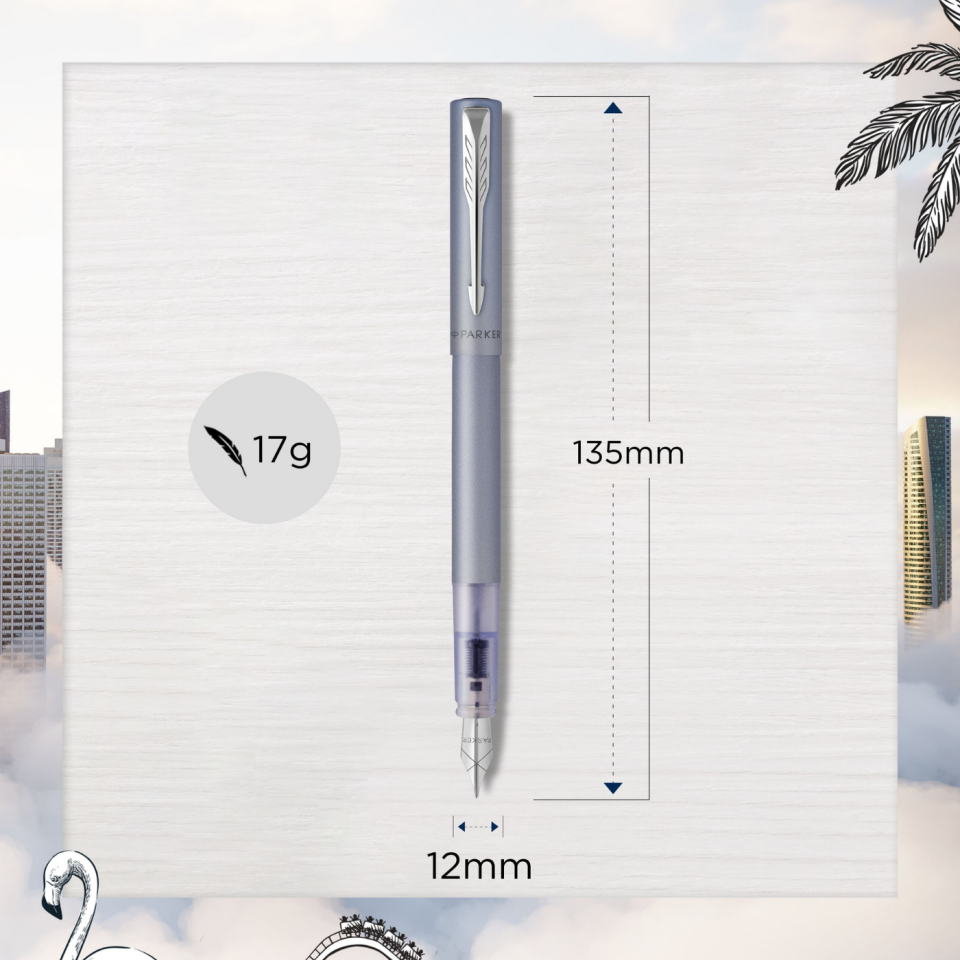 Parker Vector XL Dolma Kalem M Uç Gümüş Mavi 2159745