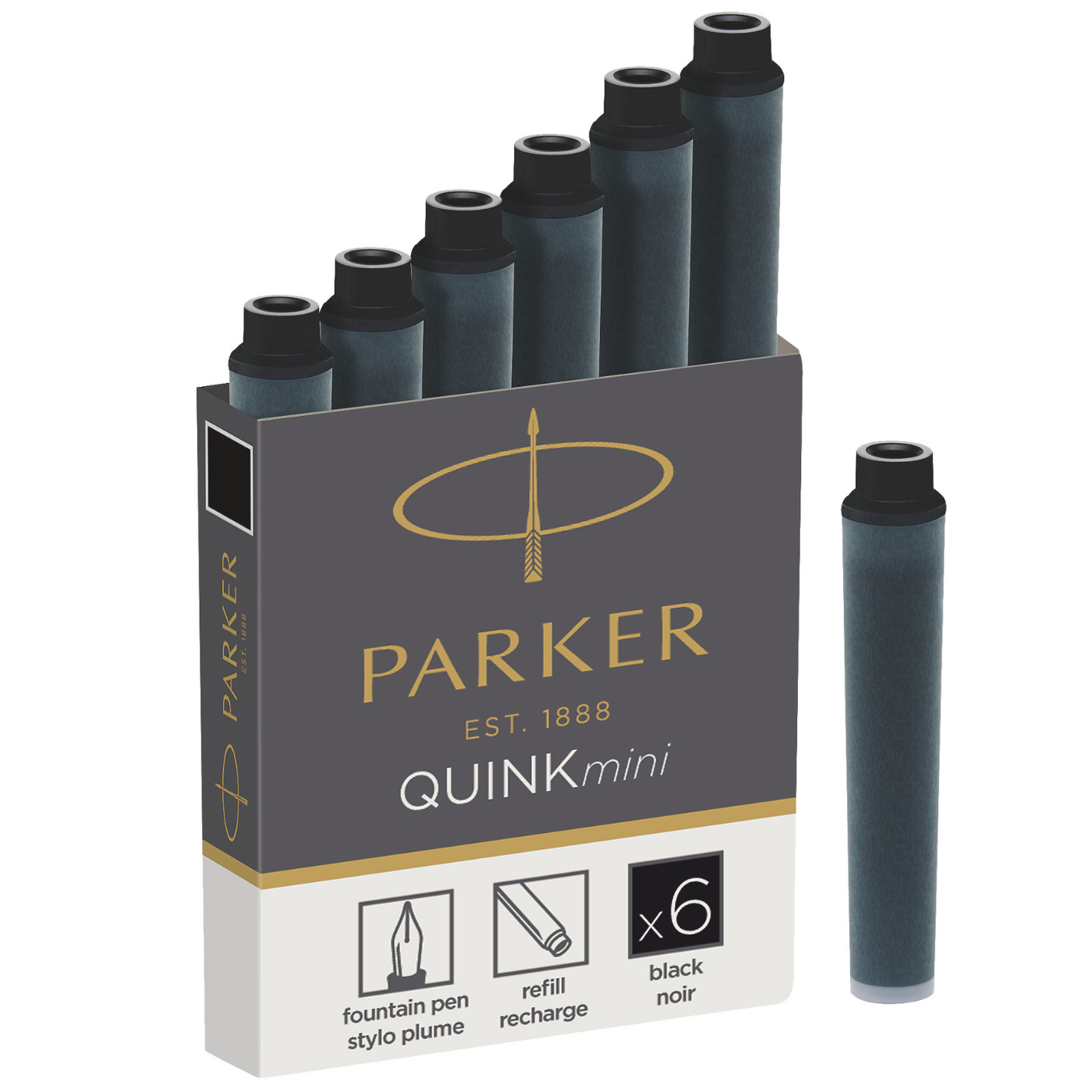 Parker Quink Kısa Kartuş 6'li Yikanabilir Siyah