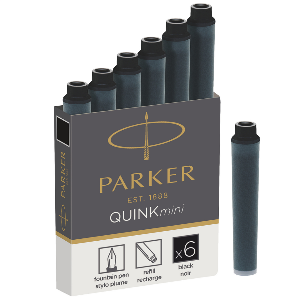 Parker Quink Kısa Kartuş 6'li Yikanabilir Siyah