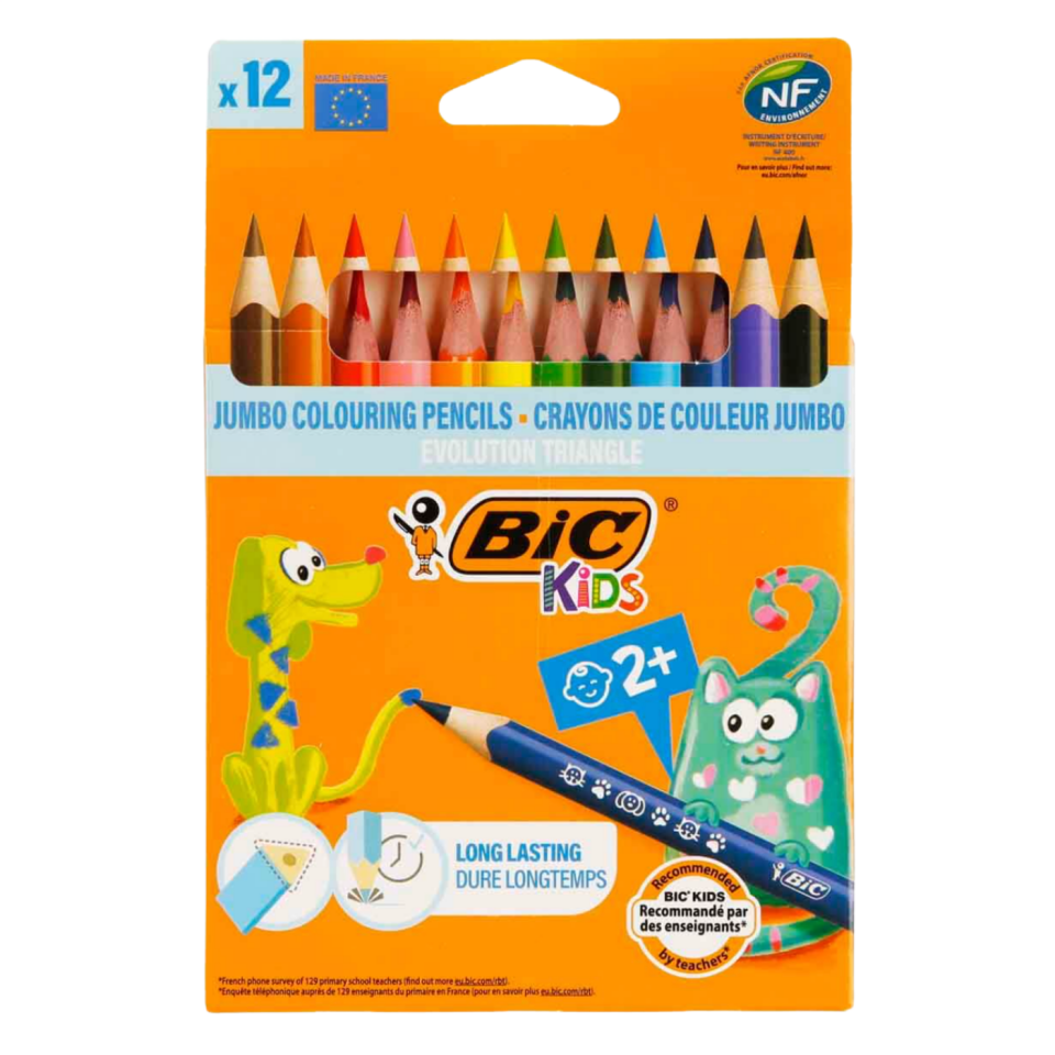 Bic Evolution Üçgen Jumbo Kuruboya Kalemi 12 Renk 8297356