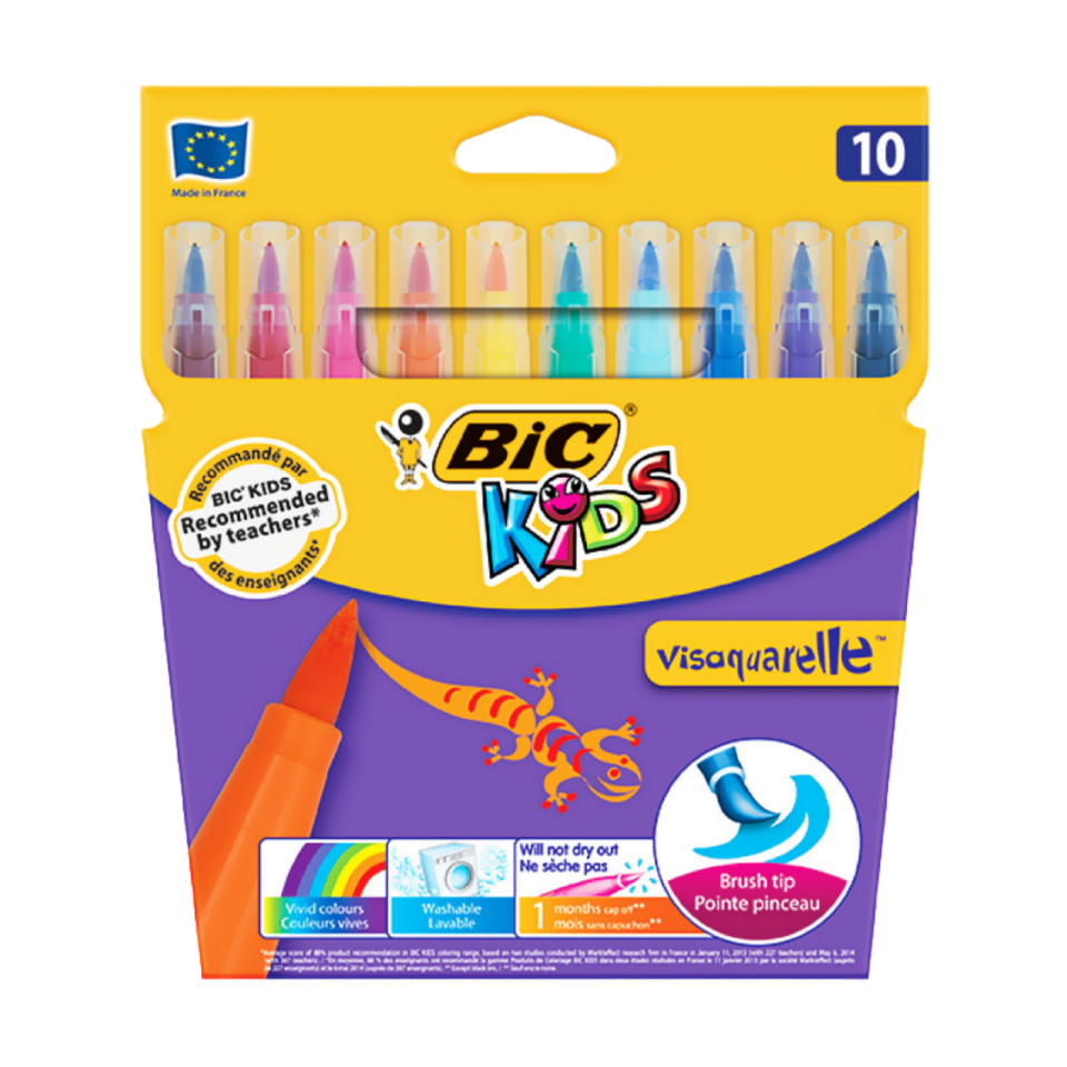 Bic Visa Fırça Uçlu Keçeli Boya Kalemi 10 Renk