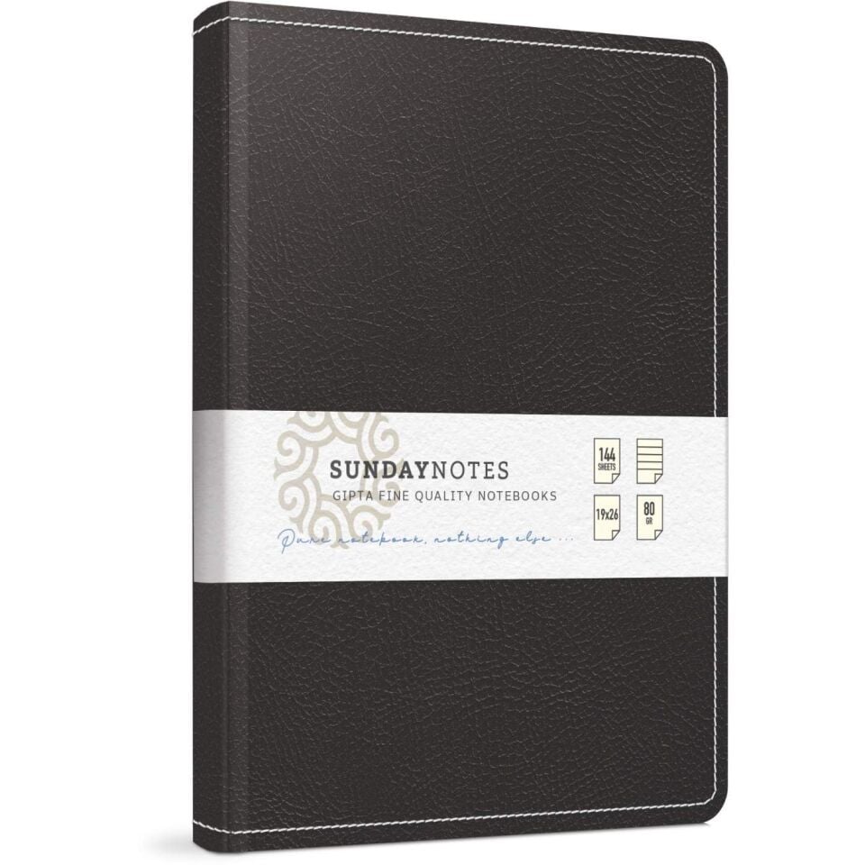 Gıpta Sunday Notes 17x24 İplik Dikiş Deri Kaplama Kareli Defter 140 Yaprak