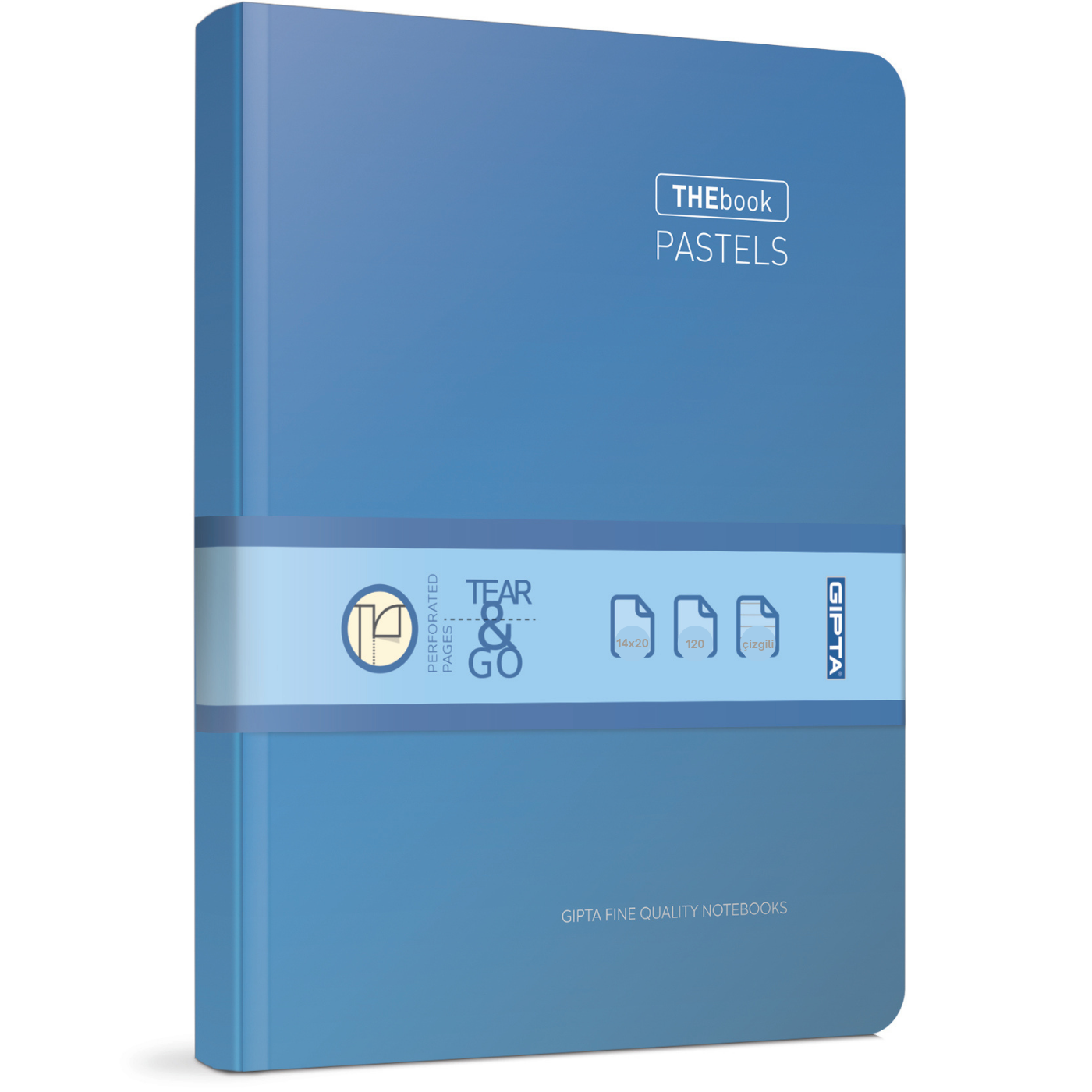 Gıpta Thebook Pastel ip Dikiş Sert Kapak Çizgili Defter 14x20 120 Yaprak Mavi
