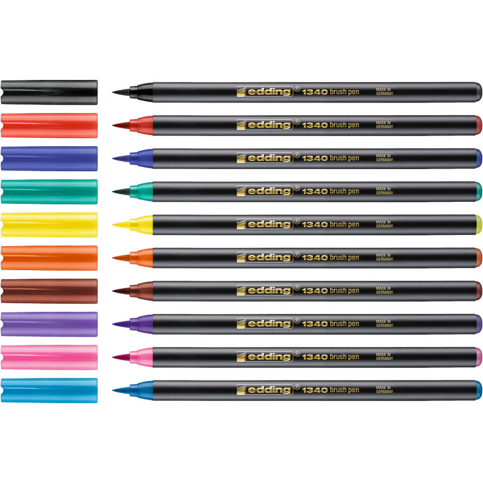 Edding E-1340 Fırça Uçlu Kalem PP Kutu 10'lu Set