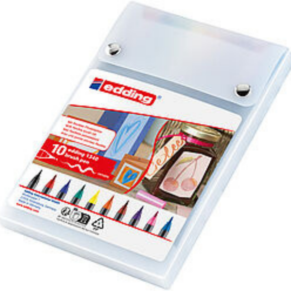 Edding E-1340 Fırça Uçlu Kalem PP Kutu 10'lu Set