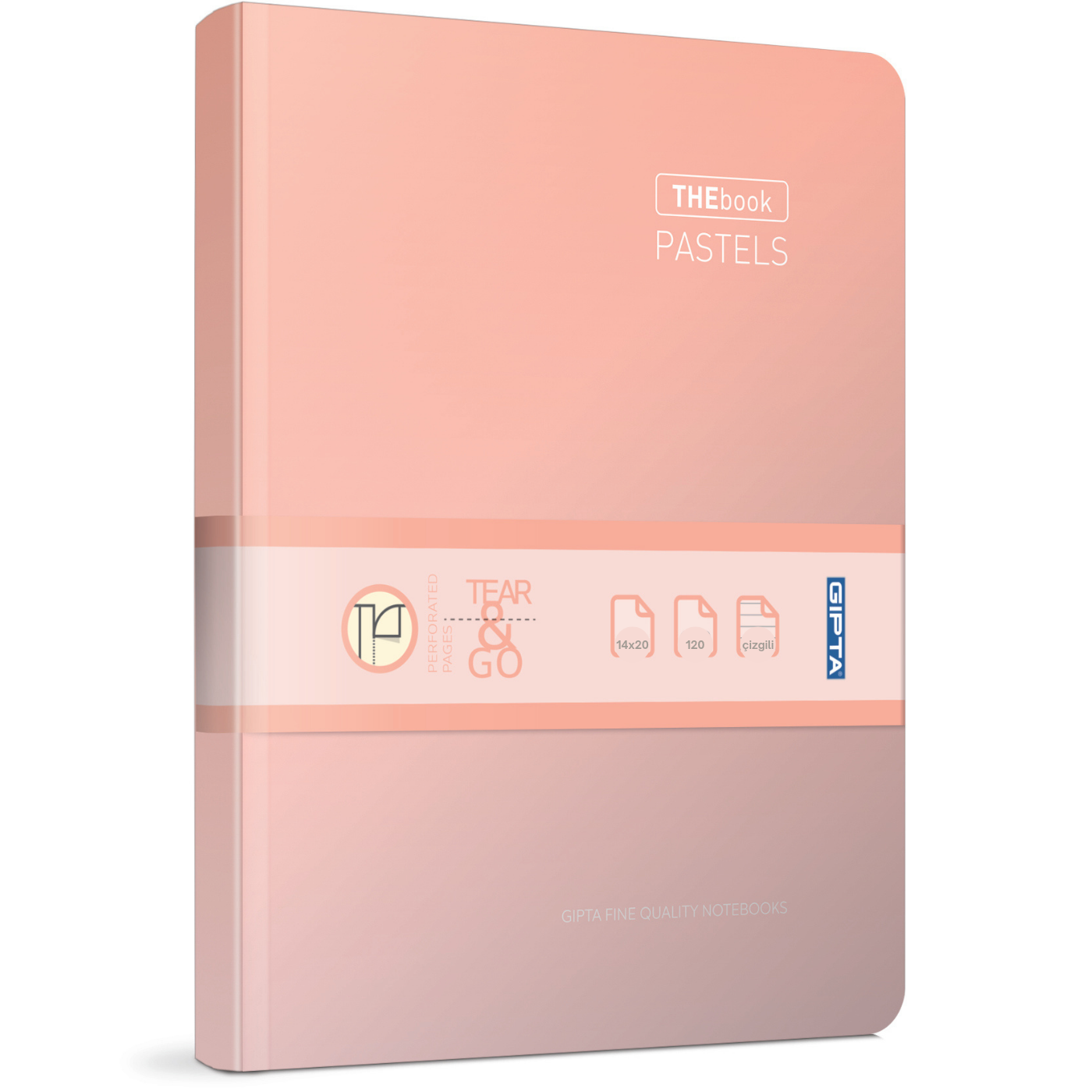 Gıpta Thebook Pastel ip Dikiş Sert Kapak Çizgili Defter 14x20 120 Yaprak Pembe