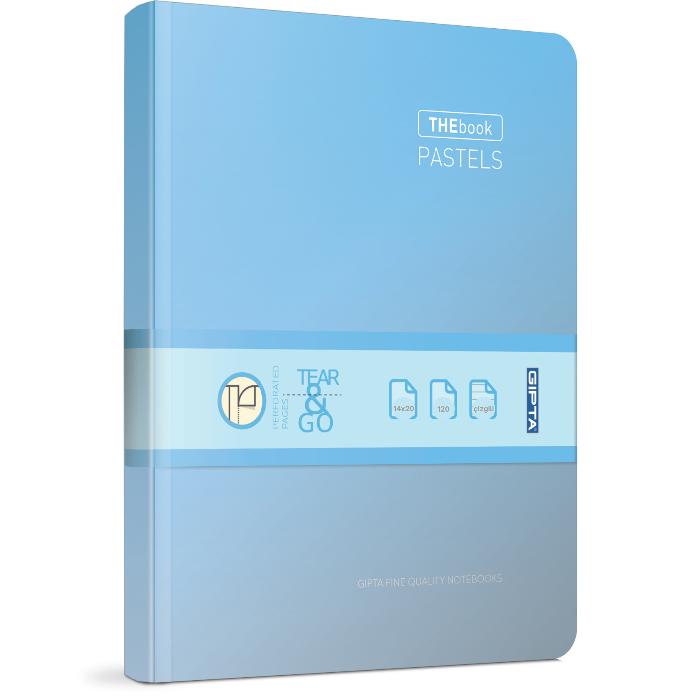 Gıpta Thebook Pastel ip Dikiş Sert Kapak Çizgili Defter 14x20 120 Yaprak Turkuaz