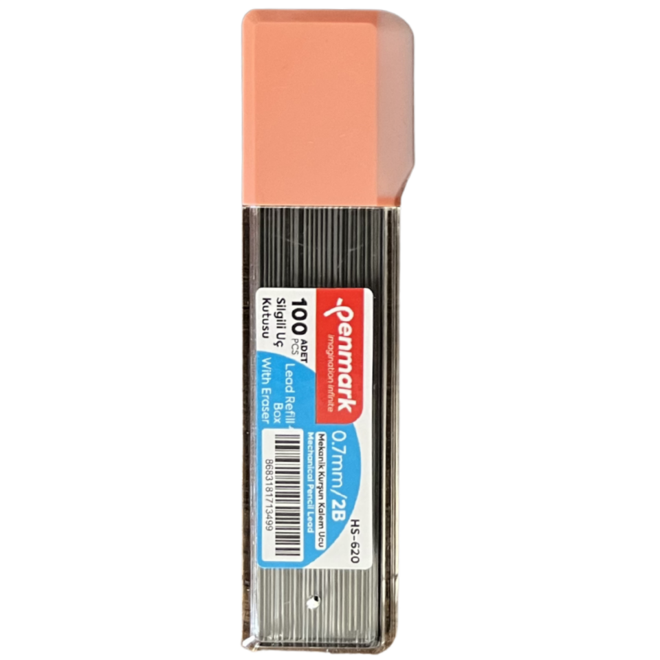 Penmark HS-620 Min 2B 75mm 100'lü Silgili Tüp 0.7mm Uç Kırmızı