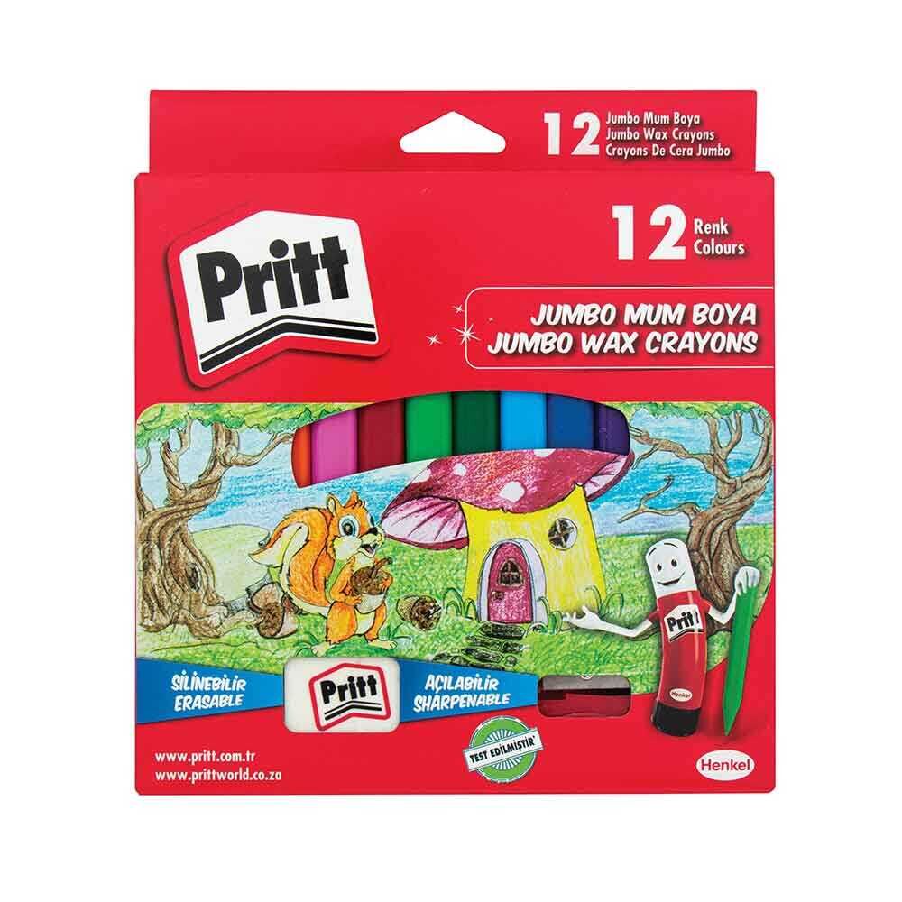 Pritt Pritt 1655739 Jumbo Üçgen Silinebilir Mum Boya 12'li