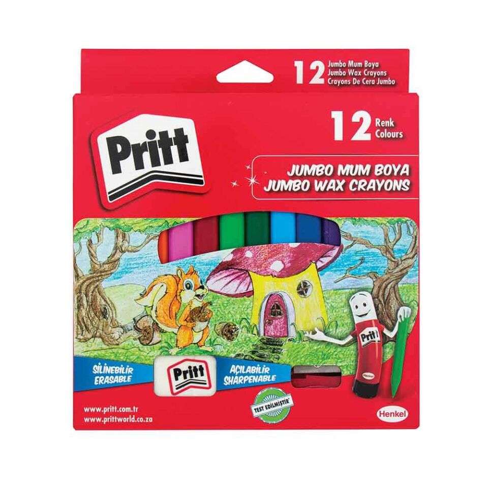 Pritt Pritt 1655739 Jumbo Üçgen Silinebilir Mum Boya 12'li