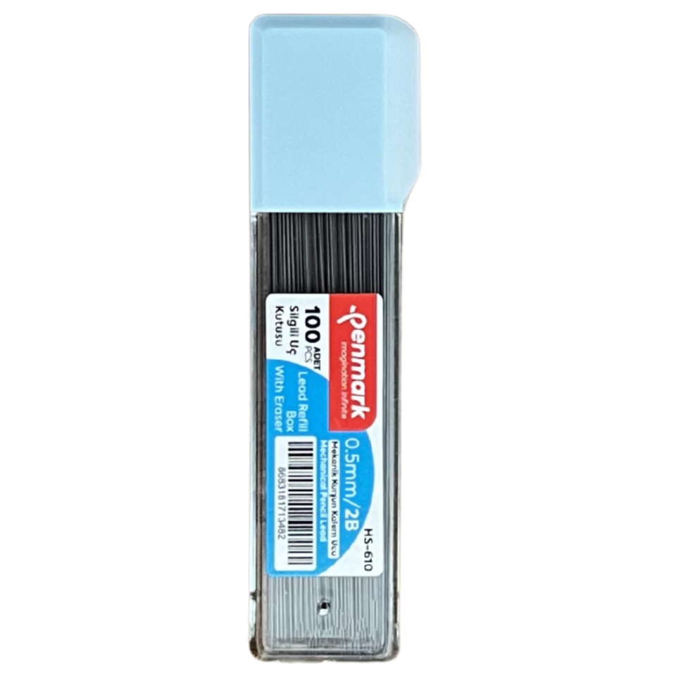 Penmark HS-620 Min 2B 75mm 100'lü Silgili Tüp 0.5mm Uç Siyah