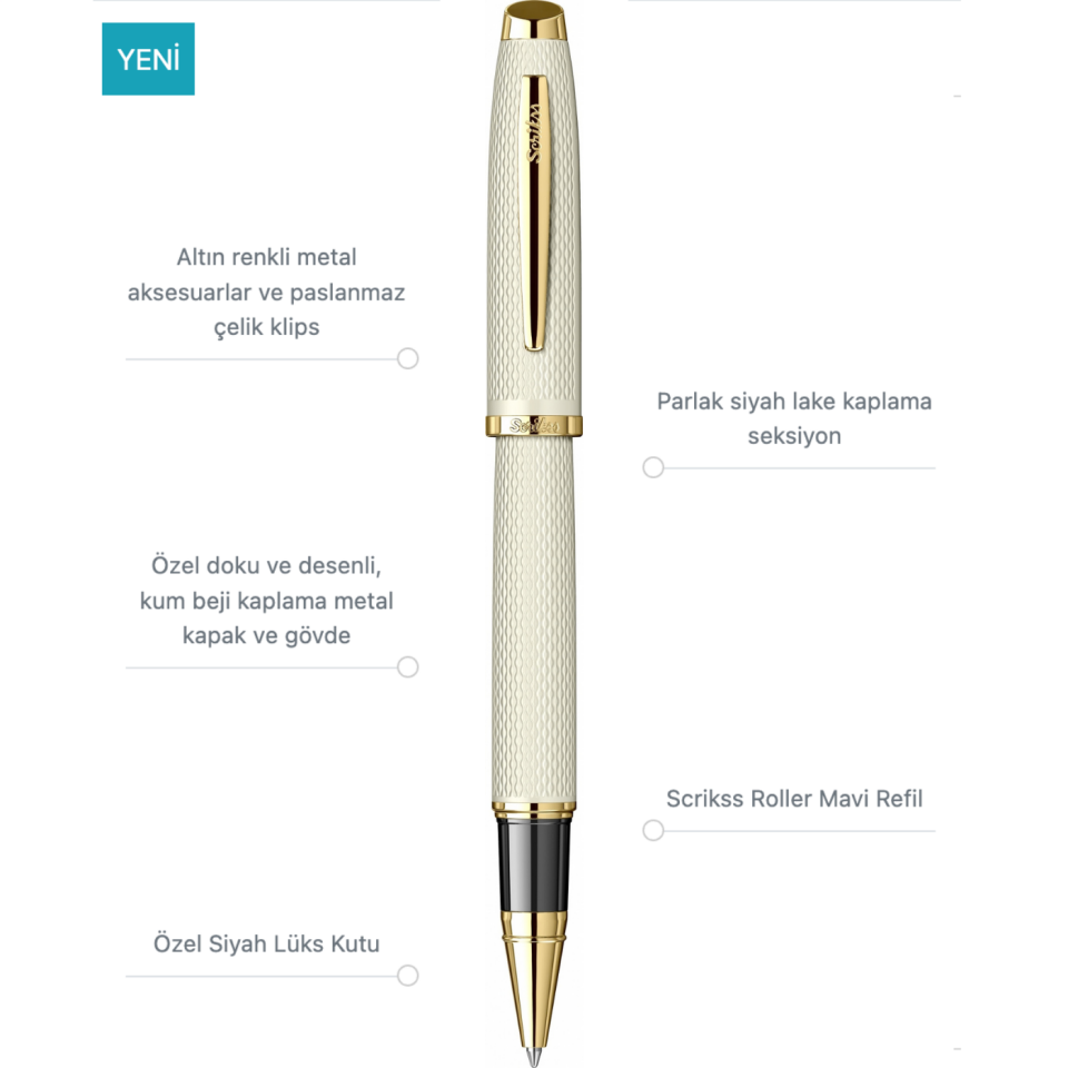 Scrikss Noble 390 Roller Kalem Kumbeji Altın