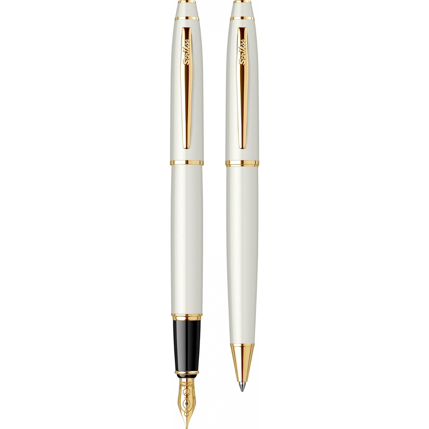 Scrikss Noble 35 Dolmakalem Tükenmez Kalem 2'li Set Beyaz Altın