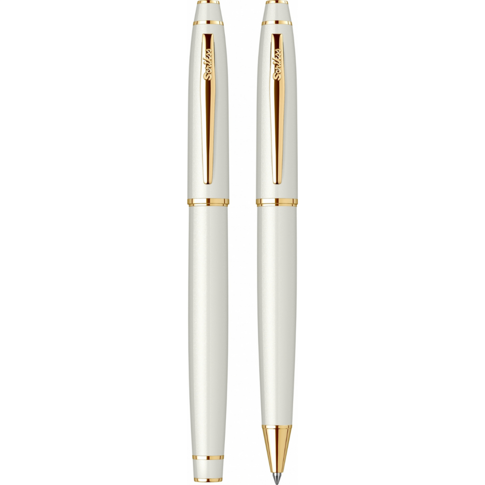 Scrikss Noble 35 Dolmakalem Tükenmez Kalem 2'li Set Beyaz Altın
