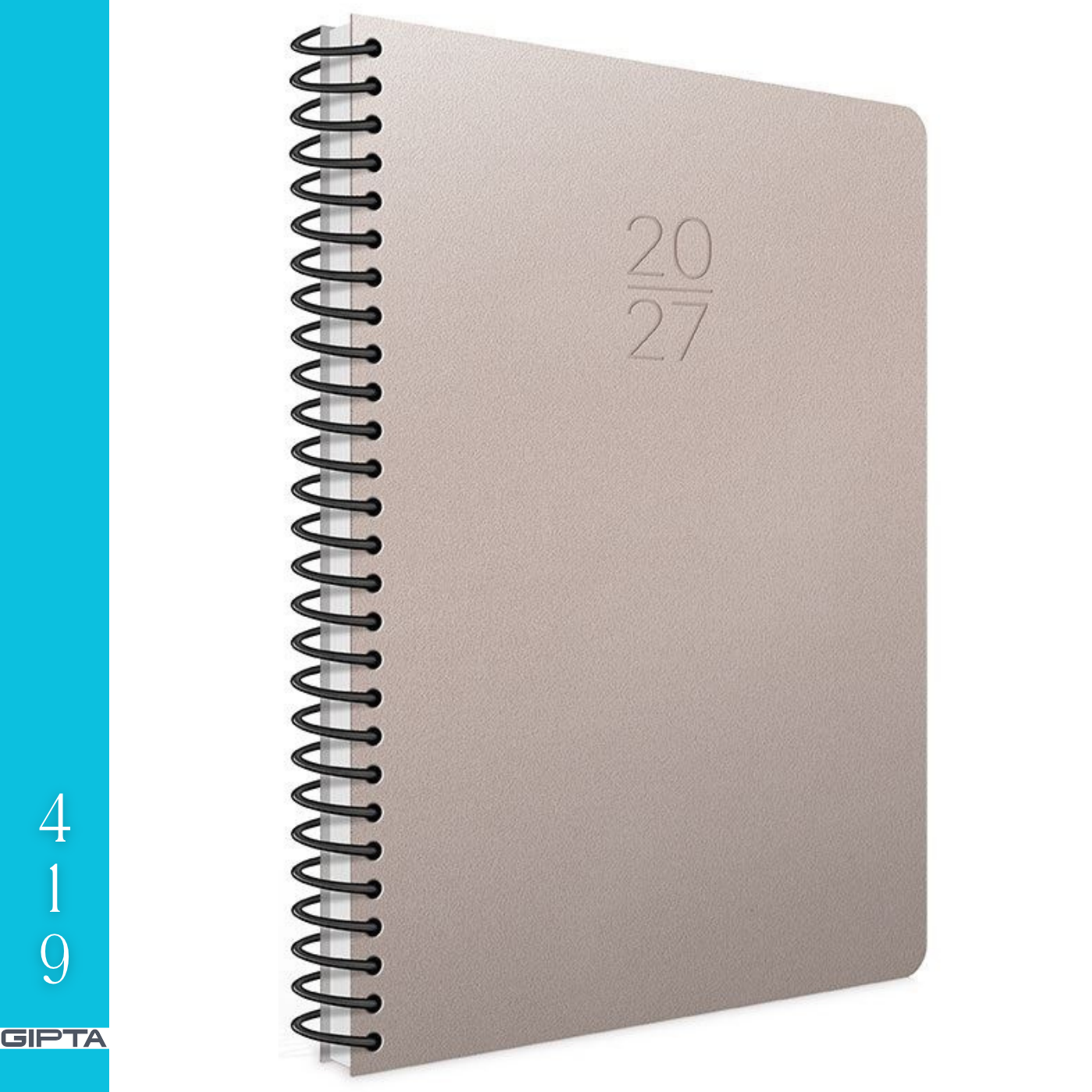 Gıpta 419-Sek Spiralli Sert Kapak 20x28 cm Günlük Ajanda 2027 Bej