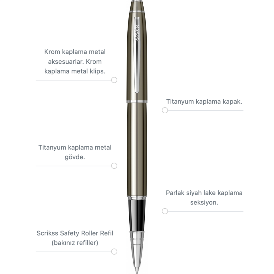 Scrikss Noble 35 Roller Kalem Titanium Altın