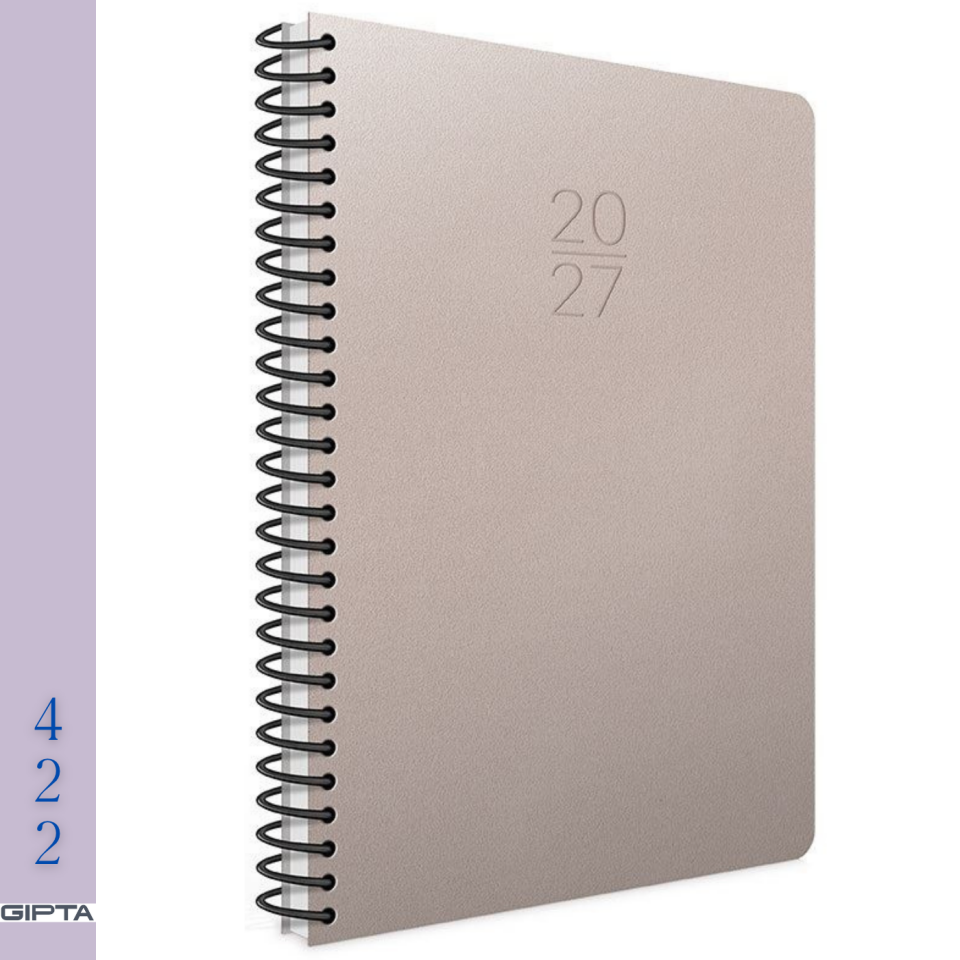 Gıpta 422-Sek Spiralli Sert Kapak 20x28 cm Haftalık Ajanda 2027 Bej
