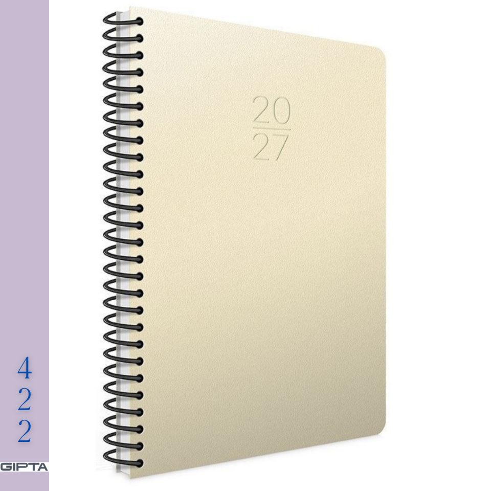 Gıpta 422-Sek Spiralli Sert Kapak 20x28 cm Haftalık Ajanda 2027 Krem