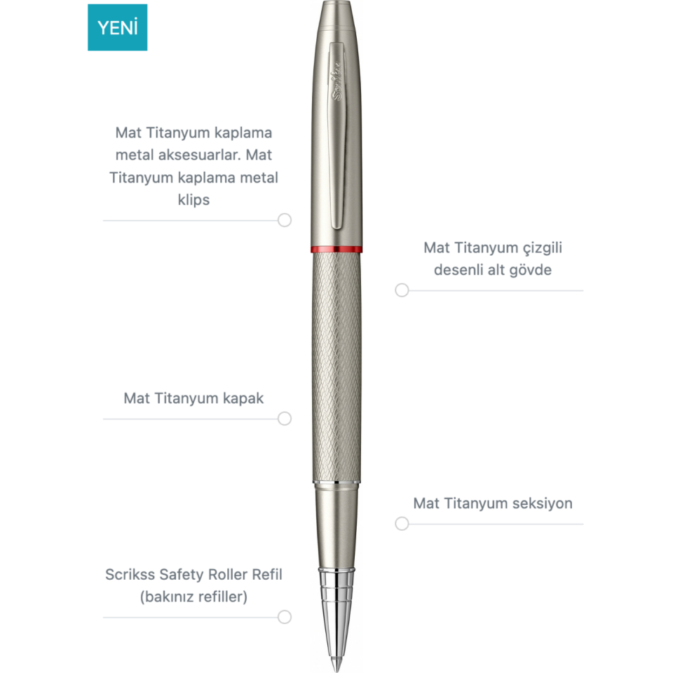 Scrikss Noble 35 Roller Kalem Mat Titanium
