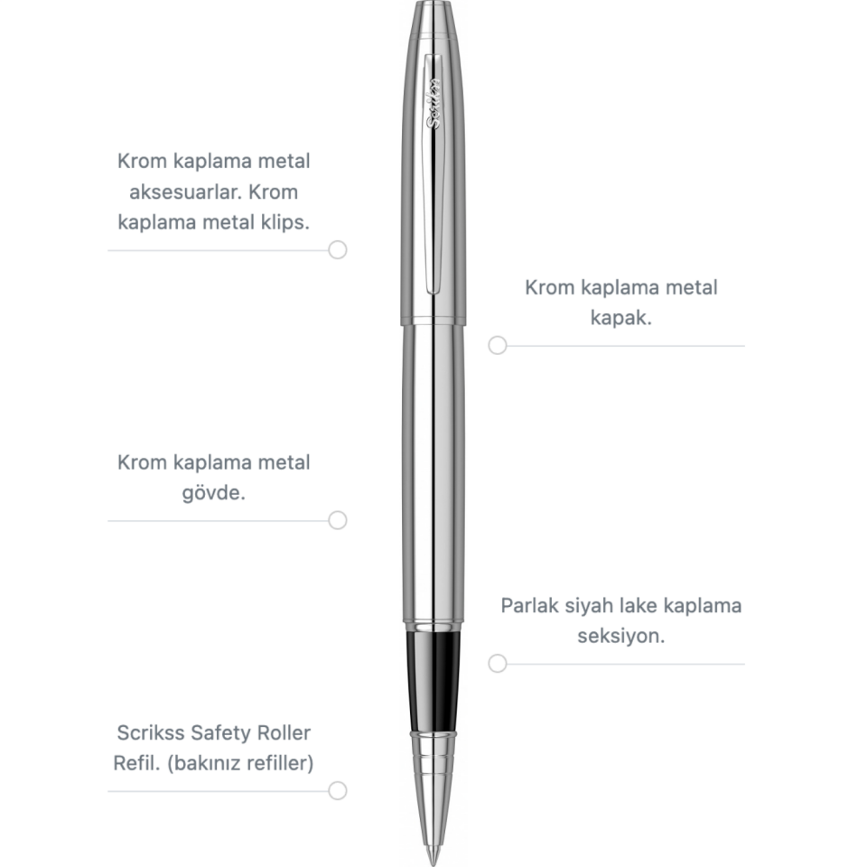 Scrikss Noble 35 Roller Kalem Krom