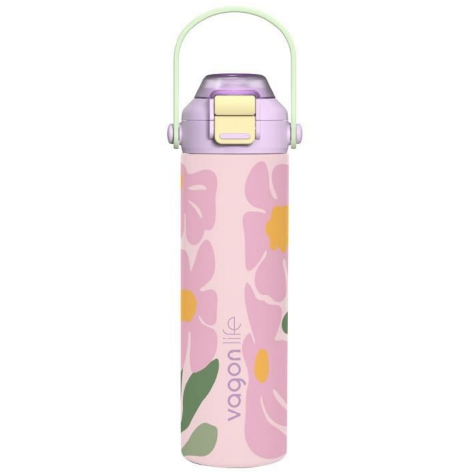 Vagonlife 1111 Askılı Pipetli Çelik Termos 600 ml Beyaz