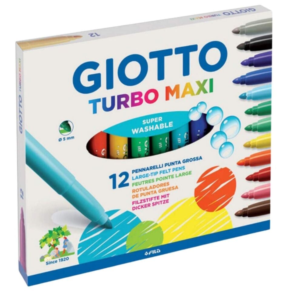 Giotto 454000 Torbo Maxi Keçeli Kalem Jumbo 12'li