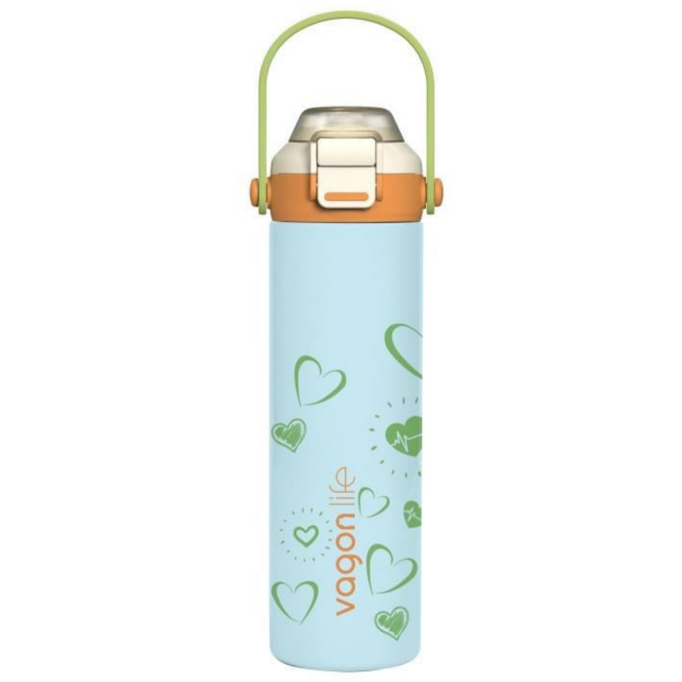 Vagonlife VGN-1111 Askılı Pipetli Çelik Termos 600 ml Bej