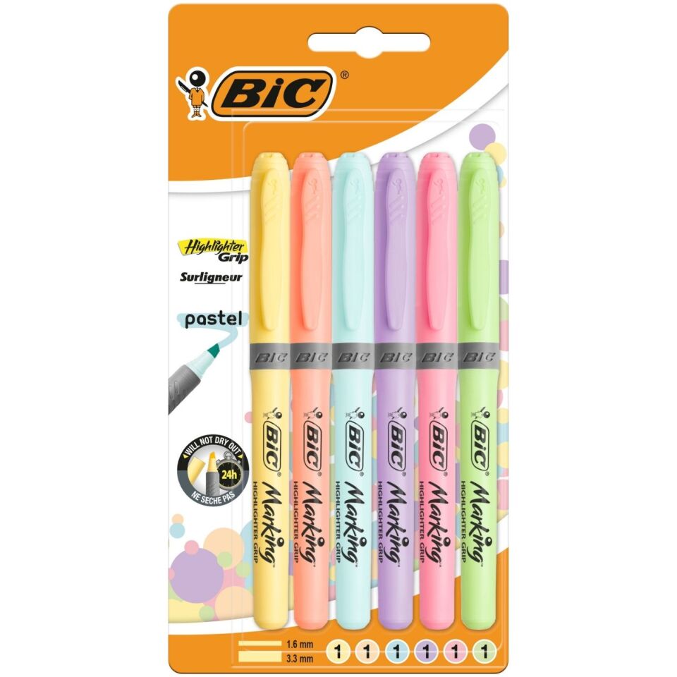 Bic Bic Marking Highlighter Grip Pastel 6'lı Blister 992561