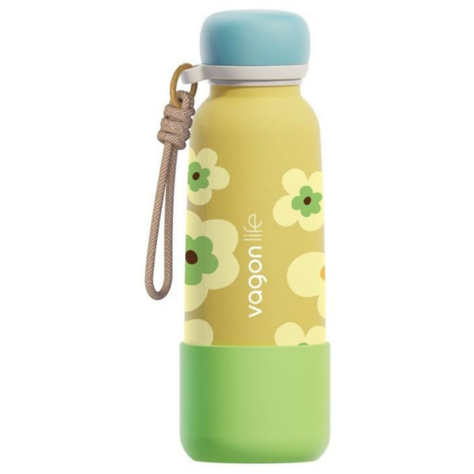 Vagonlife 1105 Pipetli Askılı Silikon Tabanlı Paslanmaz Çelik Termos Matara 550 ml Kırmızı