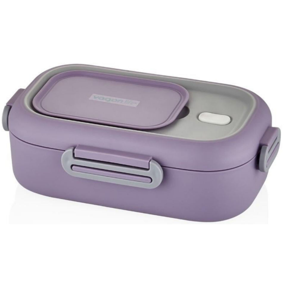Vagonlife BL-2106 2 Bölmeli Paslanmaz Çelik Yemek Kabı Lunchbox 550 ml Mor