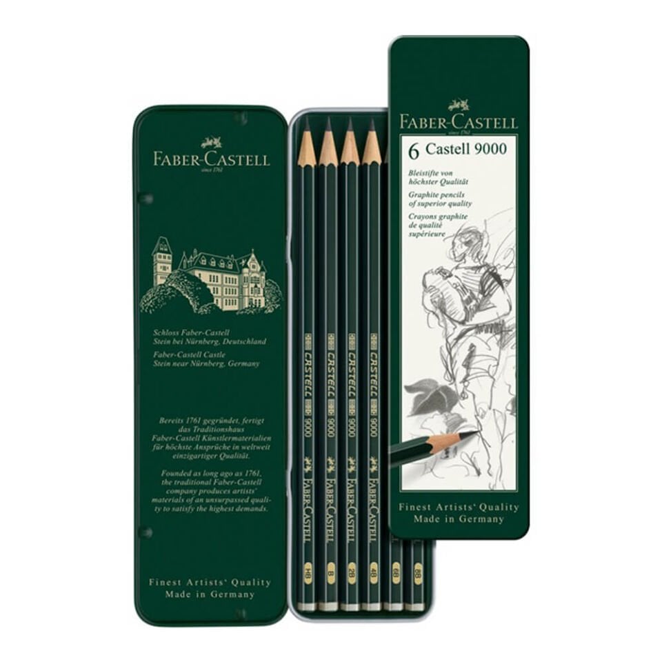 Faber-Castell Faber Castell Dereceli Kalem 9000 6'lı Metal Kutu 119063
