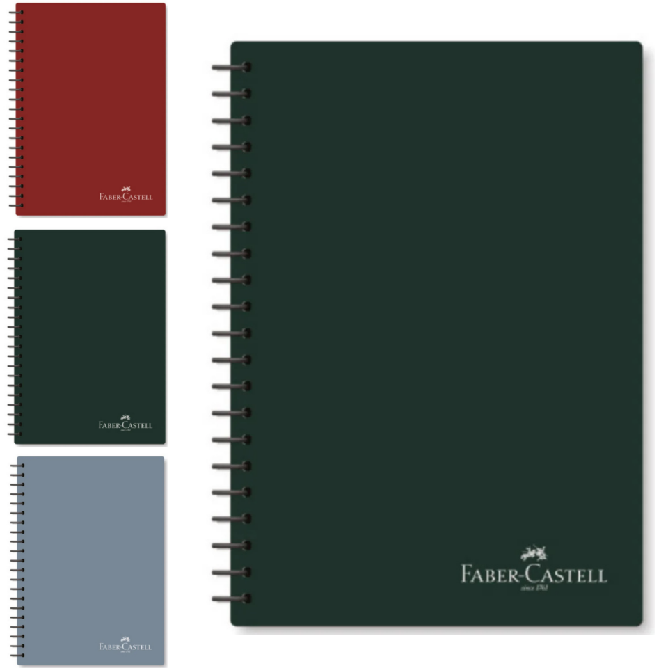 Faber-Castell A4 Koyu Renkler Spiralli PP Kapak Kareli Defter