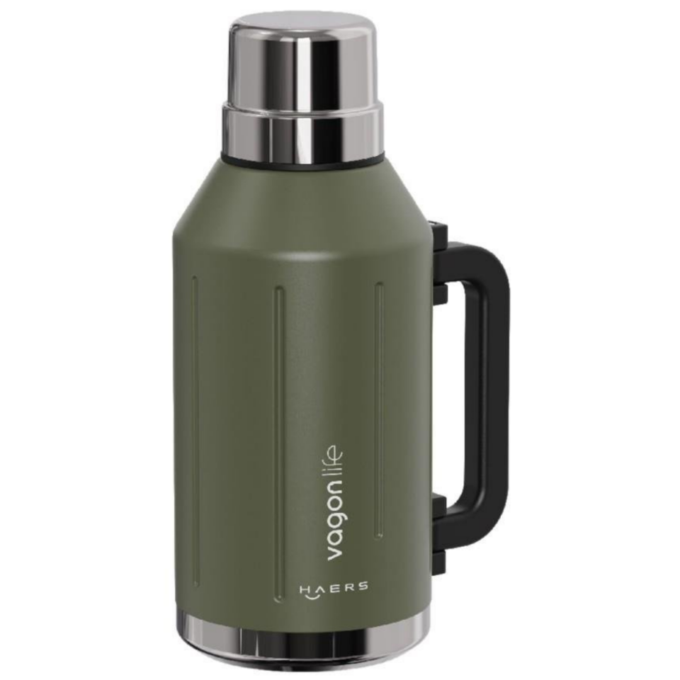 Vagonlife VGN-1004 Kulplu Bardaklı Paslanmaz Çelik Termos 1200 ml Siyah