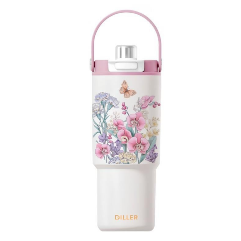 Diller D9505 Paslanmaz Çelik Desenli Termos 900 ml Gold