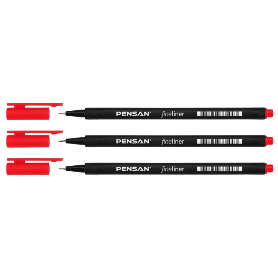 Pensan 6500 Finelier Kalem 0.4 mm Kırmızı 3'lü