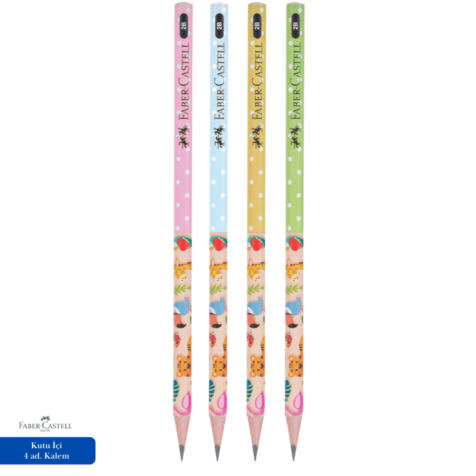 Faber-Castell Sevimli Dostlar Kurşun Kalem 2B 4'lü Set