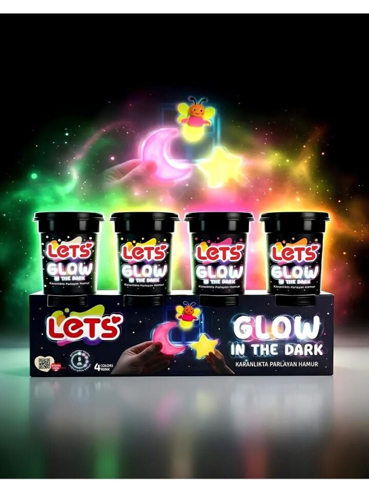 Lets L01001 Oyun Hamuru Karanlıkta Parlayan 440 gr 4 Renk
