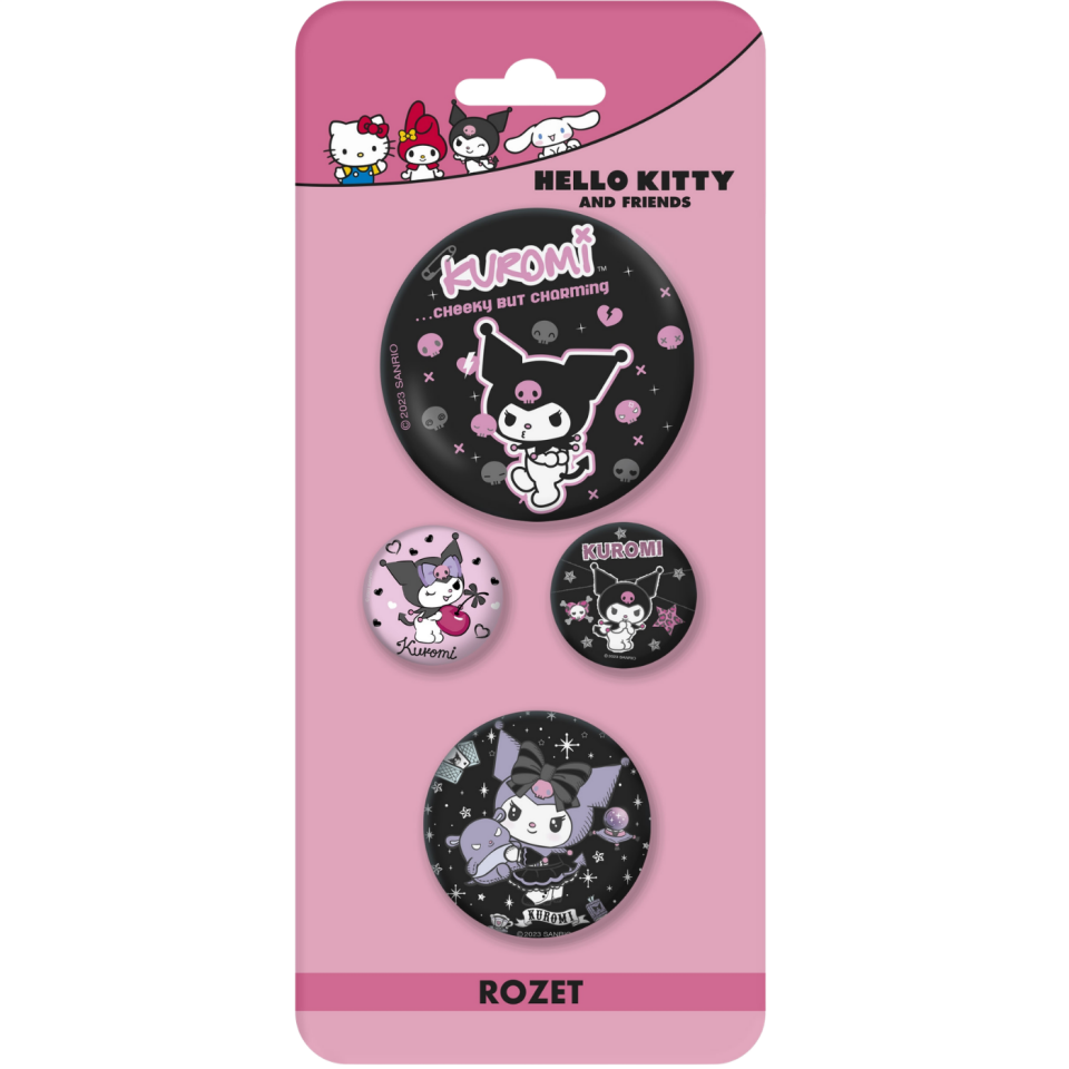 Hello Kıtty 4'lü Rozet Karışık Boy Kuromi Desenli 3063006-01